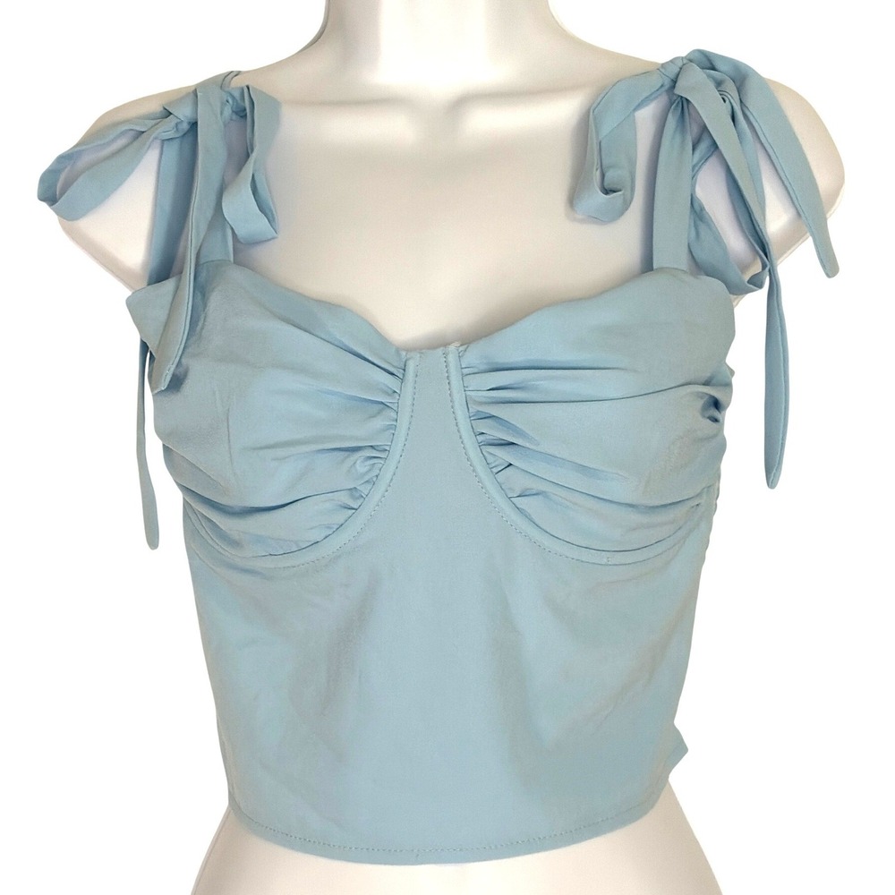 Kendall‎ & Kylie Womens Y2K Festival Coquette Cropped Bustier Top Tie Shoulder M